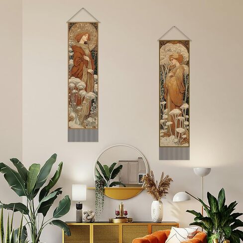SUPERDANT Vintage Women Tapestry Medieval Wall Tapestry Wall Art Tapestries Walls Blanket 2 Long Tapestries Walls Hanging with Tassel for Living Room Bedroom Home Decor 51.2x13in in Saudi Arabia
