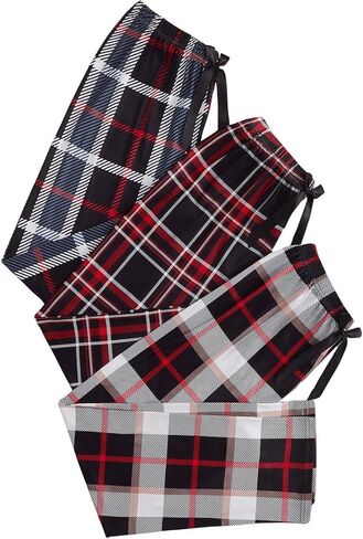 سراويل GORGLITTER النسائية المكونة من 3 قطع منقوشة Pj سراويل Gingham Lounge سراويل نوم واسعة الساق in Saudi Arabia