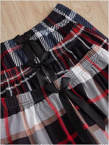 سراويل GORGLITTER النسائية المكونة من 3 قطع منقوشة Pj سراويل Gingham Lounge سراويل نوم واسعة الساق in Saudi Arabia