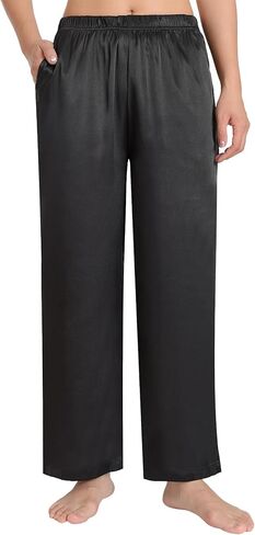 Latuza Women's Petite Satin Lounge Pants Silky Wide Leg Pajama Pants in Saudi Arabia