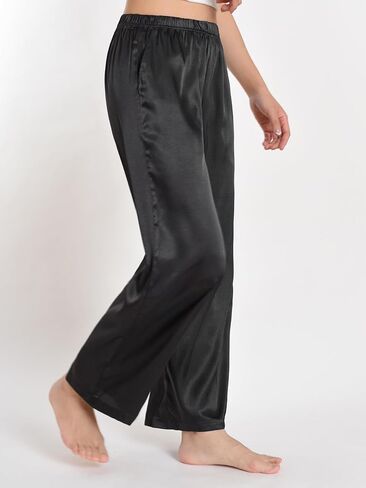 Latuza Women's Petite Satin Lounge Pants Silky Wide Leg Pajama Pants in Saudi Arabia