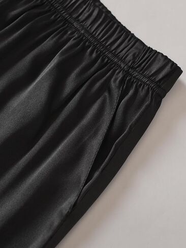 Latuza Women's Petite Satin Lounge Pants Silky Wide Leg Pajama Pants in Saudi Arabia