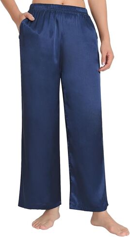 Latuza Women's Petite Satin Lounge Pants Silky Wide Leg Pajama Pants in Saudi Arabia