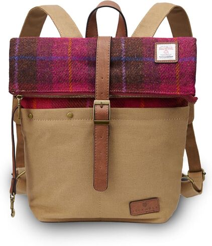 حقيبة ظهر من القماش Islander Harris Tweed مع غطاء كلاسيكي وحافظة للكمبيوتر اللوحي (12.99 بوصة × 12.99 بوصة × 5.11 بوصة) (Navy TT) in Kuwait