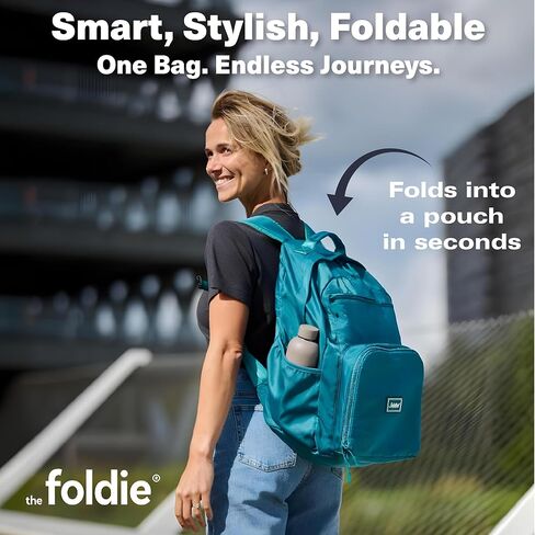 The Foldie Packable Backpack for Travel 32L - Lightweight Foldable Backpacks with Trolly Sleeve & RFID Protection - Water-repellent Casual Daypack Backpacks for Hiking, Camping & Gym - Army Green in Kuwait