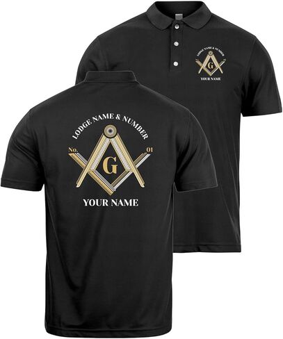 lepni.me Polo Shirts Personalised Masonic Men Gifts Custom Fraternal & Masonic Logo Freemasonry Square and Compass Symbol in Saudi Arabia