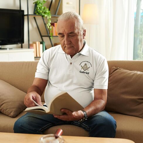 lepni.me Polo Shirts Personalised Masonic Men Gifts Custom Fraternal & Masonic Logo Freemasonry Square and Compass Symbol in Saudi Arabia