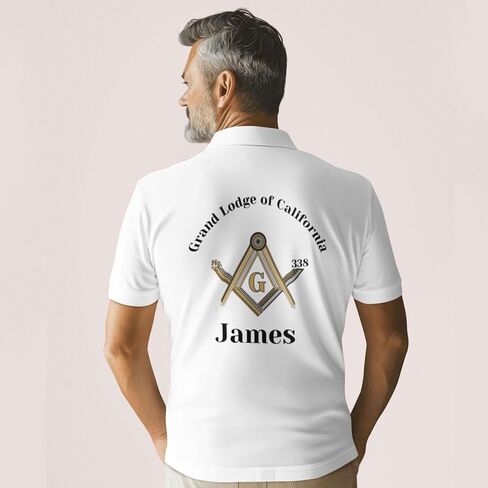 lepni.me Polo Shirts Personalised Masonic Men Gifts Custom Fraternal & Masonic Logo Freemasonry Square and Compass Symbol in Saudi Arabia
