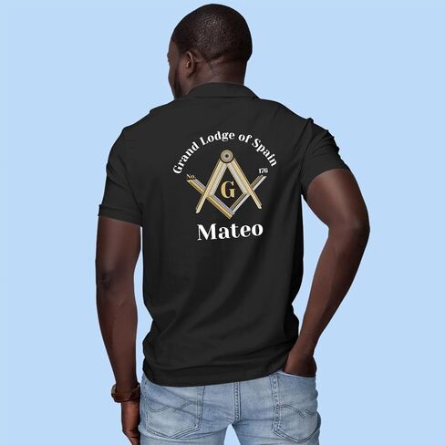 lepni.me Polo Shirts Personalised Masonic Men Gifts Custom Fraternal & Masonic Logo Freemasonry Square and Compass Symbol in Saudi Arabia