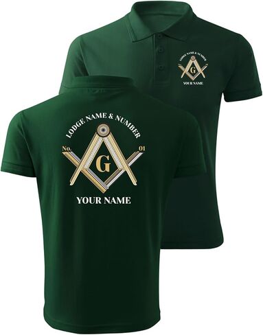 lepni.me Polo Shirts Personalised Masonic Men Gifts Custom Fraternal & Masonic Logo Freemasonry Square and Compass Symbol in Saudi Arabia