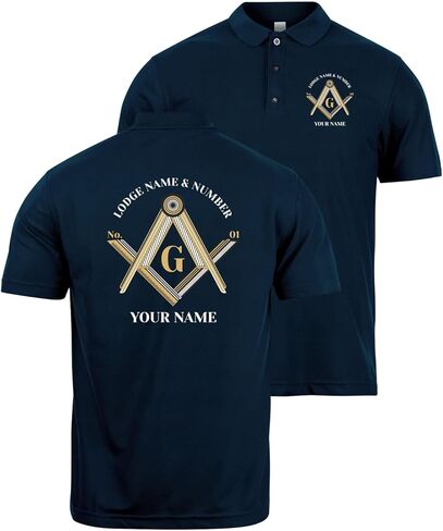 lepni.me Polo Shirts Personalised Masonic Men Gifts Custom Fraternal & Masonic Logo Freemasonry Square and Compass Symbol in Saudi Arabia
