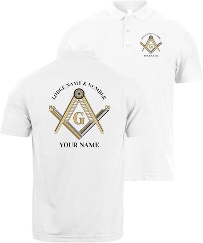 lepni.me Polo Shirts Personalised Masonic Men Gifts Custom Fraternal & Masonic Logo Freemasonry Square and Compass Symbol in Saudi Arabia