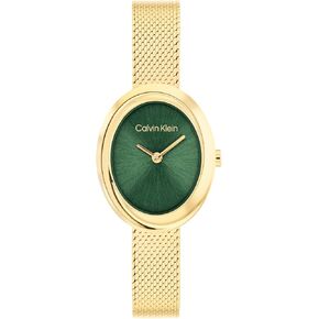 Calvin Klein Women’s Twisted Bezel Stainless Steel Watch – 24 mm Oval Case, Mesh Bracelet, Sunray Dial, Elegant Design - Gift for Her in Saudi Arabia