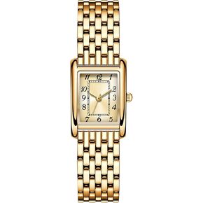 Vintage Rectangular Women's Watch, Gold Silver Band Watches for Women, Easy-to-Read Arabic Numerals Dial Waterproof Watch Adjustment Tool Included in Saudi Arabia