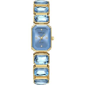 ساعات يد نسائية فاخرة من CRRJU، ساعة حركة كوارتز كريستال للسيدات، قرص وردي مع سوار ذهبي in Kuwait