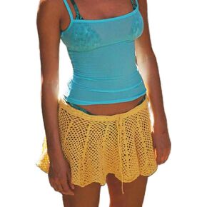 Bocymolay Crochet Cover Up Skirt for Women Hollow Out Knit Bikini Swimwear Summer Beach Mini Skirt in Kuwait