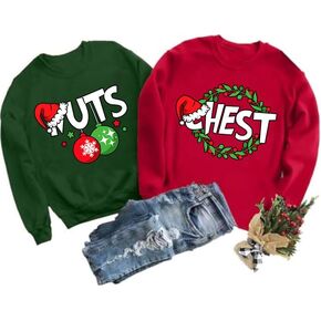 Couples Christmas Sweatshirts Merry Christmas Sweatshirts for Women Funny Xmas Long Sleeve Shirt Holiday Pullover in Kuwait