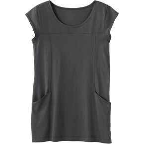 Fair Indigo Women's Organic Pima Cotton 100% Cotton Cap Sleeve Pocket Tunic in Kuwait