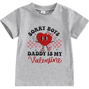 Valentine's Day Shirt for Kids Mamas Valentine Toddler Short Sleeve Round Neck Tshirt Top Little Boy Girl Cothes in Saudi Arabia