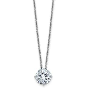 14K White Gold 2.00ct. 8.0mm Round Colorle Sterling Silver Moissanite Solitaire Pend on cable chain Necklace in Saudi Arabia