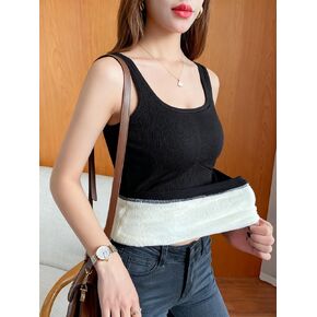 Women's Thermal Vest with Built-in Bra, Sleeveless Fleece Lined Halter Top for Winter, Warm Stretchable Base Layer in Saudi Arabia