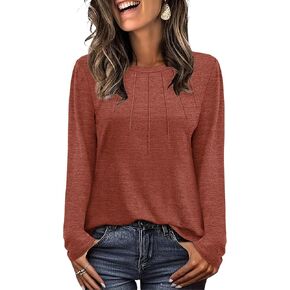 WIHOLL Long Sleeve Shirts for Women Fall Fashion Dressy Casual Pleated Tops Lightweight Sweaters 2025 in Saudi Arabia