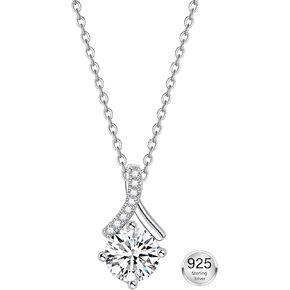 JSJOY Sterling Silver Necklace for Women, 0.5/1/3CT Round Cut Cubic Zirconia Necklace Wedding Registry Gifts Diamond Necklaces for Women Engagement Birthday Mothers Day Gifts for Her Mom Sister in Saudi Arabia