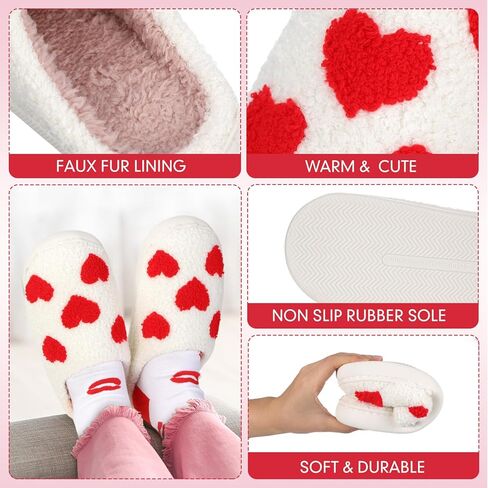 شبشب Geyoga Valentine للنساء على شكل قلب مع جوارب ناعمة دافئة للشتاء على شكل قلب غامض هدية دافئة للعطلات in Saudi Arabia