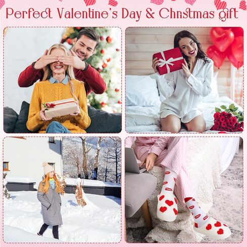شبشب Geyoga Valentine للنساء على شكل قلب مع جوارب ناعمة دافئة للشتاء على شكل قلب غامض هدية دافئة للعطلات in Saudi Arabia