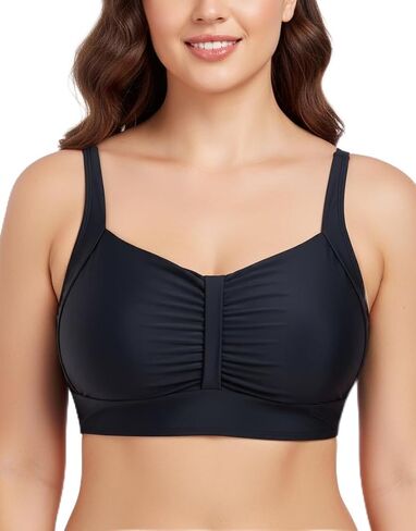 Ocean Blues Women's Plus Size Ruched Bikini Top Square Neck Swimsuit Tops Padded Bathing Suits Sport Bra in Kuwait