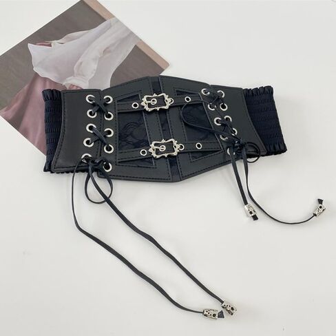 Wide Punk Gothic Waist Belt for Women For Shirts, Dresses, Jeans–Great Ideal Halloween Accessory Gift in Saudi Arabia