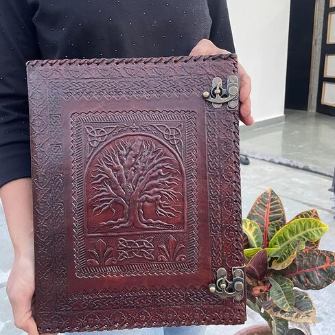 رابط حلقة جلدية مخصصة ، Tree of Life Grimoire Binder ، موثق جلدي مخصص ، رجال محفظة جلدية مخصصة ، حامل وثيقة بحجم 8.5 × 11 بوصة ، بني in Saudi Arabia