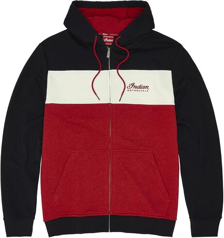 Indian Motorcycle Men's Script Logo Colorblock Hoodie, Red - 2865620 in Saudi Arabia