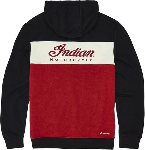 Indian Motorcycle Men's Script Logo Colorblock Hoodie, Red - 2865620 in Saudi Arabia