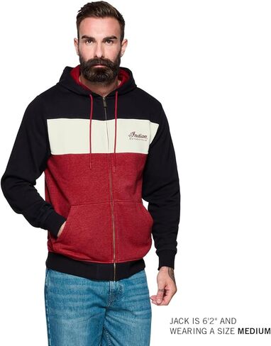 Indian Motorcycle Men's Script Logo Colorblock Hoodie, Red - 2865620 in Saudi Arabia