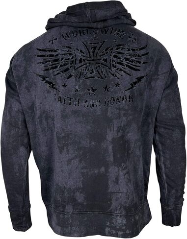 Xtreme Couture Archaic By Affliction Unisex Oversized Boxy Pullover Hoodie Black Tide in Saudi Arabia