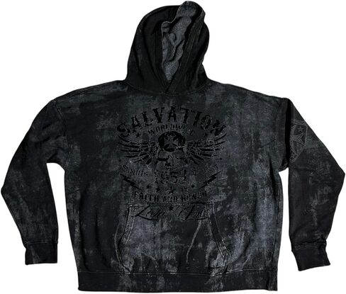 Xtreme Couture Archaic By Affliction Unisex Oversized Boxy Pullover Hoodie Black Tide in Saudi Arabia