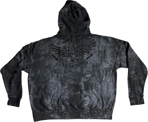 Xtreme Couture Archaic By Affliction Unisex Oversized Boxy Pullover Hoodie Black Tide in Saudi Arabia