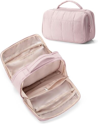 Travel Makeup Bag for Women, Puffy Cosmetics Organizer with Waterproof Pockets, Toiletry Pouch for Makeup Brushes, Skincare & Travel Essentials, Black (Bag Only) in Saudi Arabia