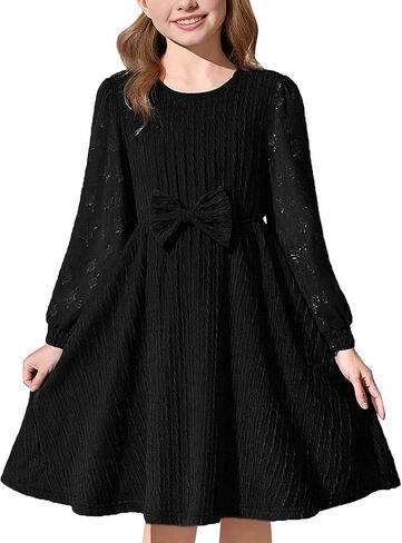 Girl Tulle Dresses Long Sleeve Sequins Girls Tutu Dress Fall Winter Cute Ruffle Holiday Party 4-12Y in Saudi Arabia