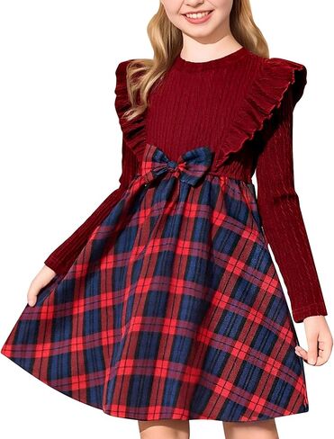 Girl Tulle Dresses Long Sleeve Sequins Girls Tutu Dress Fall Winter Cute Ruffle Holiday Party 4-12Y in Saudi Arabia
