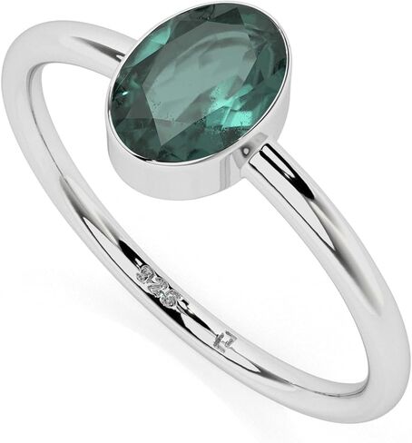 Natural Green Tourmaline Stackable Ring for Women in Sterling Silver, October Birthstone Jewelry Gifts for Her (Round, Oval, Pear) in Saudi Arabia