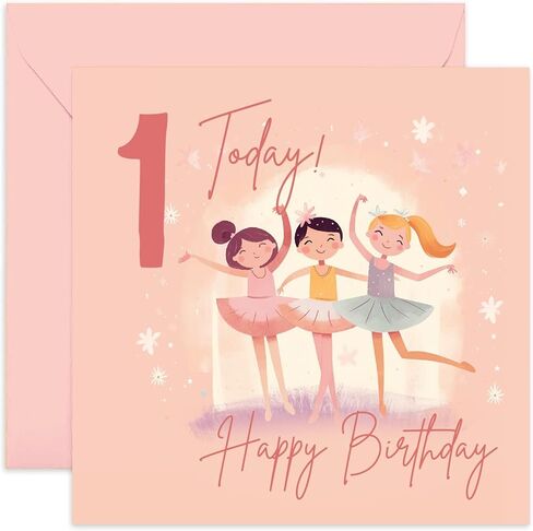 Old English Co. Fourth Birthday Card for Girls - Happy 4th Birthday - Age 4 - Four Years Old - Cute Ballerina Princess Themed Birthday Card for Daughter, Niece, Granddaughter, Goddaughter in Kuwait