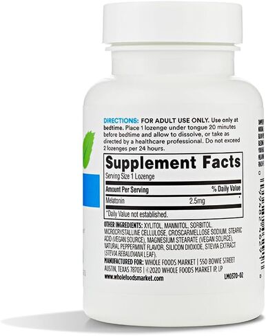 365 by Whole Foods Market, Melatonin Lozenges 2.5mg, Peppermint Flavor, 60 CT in Saudi Arabia