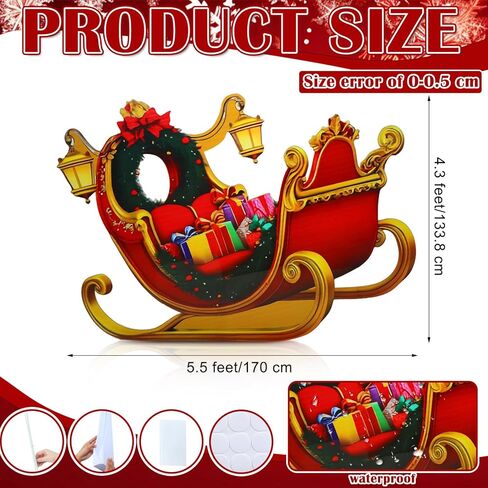 Jetec 5.6 ft Santa's Claus Sleigh Cardboard Cutout Stand-up Christmas Winter Holiday Party Decoration Life Size Santa's Sleigh Backdrops Photo Props Stand-up for Xmas Winter Holidays Decor Supply in Saudi Arabia