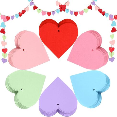 6 Sets 300 Pieces Valentine Heart Shape Paper Cutouts Blank Heart Confetti Heart Cutouts with Holes Colored Paper Hearts Paper Craft Gift Tags for Valentine's Day Party Wedding Decor (Mixed Color) in Saudi Arabia