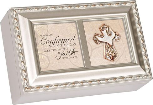 Cottage Garden Confirmation Inspirational Champagne Silver Petite Music Box Plays Amazing Grace in Saudi Arabia