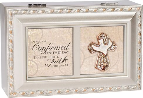 Cottage Garden Confirmation Inspirational Champagne Silver Petite Music Box Plays Amazing Grace in Saudi Arabia