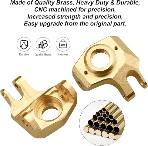 Hobbypark Brass Front Steering Knuckles Heavy Weights for SCX10 II Upgrades Compatible with Axial SCX10 II Honcho (Black&Gold) in Saudi Arabia