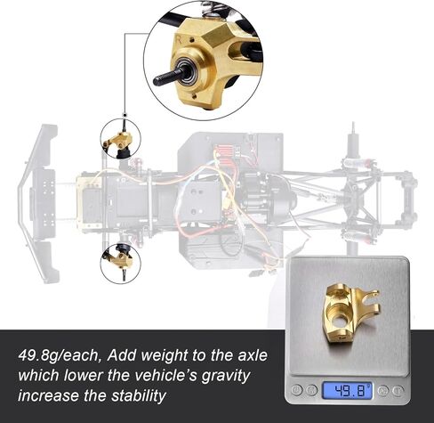 Hobbypark Brass Front Steering Knuckles Heavy Weights for SCX10 II Upgrades Compatible with Axial SCX10 II Honcho (Black&Gold) in Saudi Arabia